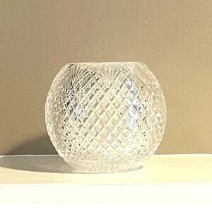 Vintage Etched / Cut Glass Tea Light Votive Candle Holder